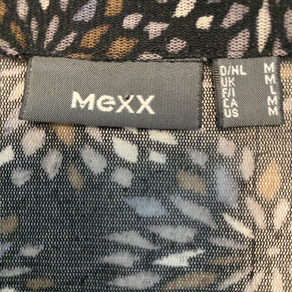 Mexx Sheer Mesh Floral Button-Up Top black, brown & tan Size M EUC whimsigoth - Picture 8 of 10
